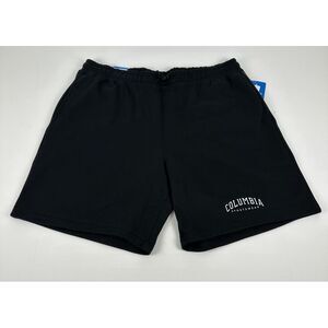 Columbia Men's Big & Tall Fleece Trek Shorts in Black White Varsity Logo-1X